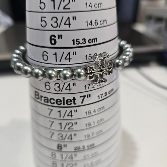 Tory Burch Silver and Silver Pearl Cuff Style Bracelet - NWOT - Picture 2 of 4